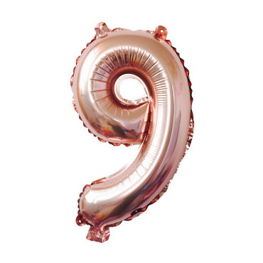 Balon din Folie Cyrax, Cifra 9, 81 cm, Pentru Aer sau Heliu, Bulk, Roz Auriu
