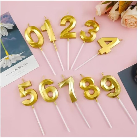 Lumanare Cifra 5, Cyrax, Model Diamond, 5 x 3.4 cm, Auriu