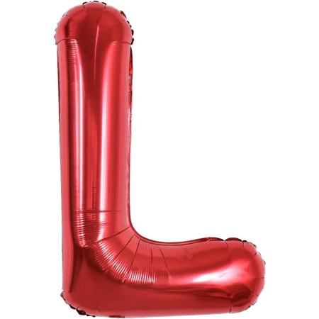 Balon Folie Metalizata Litera L, Cyrax, 40 cm, Umflati cu Heliu sau Aer, Ambalaj Individual, Pai inclus, Rosu