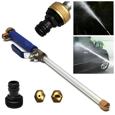 Set Accesoriu cu Presiune Reglabila, Cyrax, pentru Furtun, cu Duze si Conector, Pulverizator de Apa, Tija de Stropit, 46.5 cm Lungime, Albastru