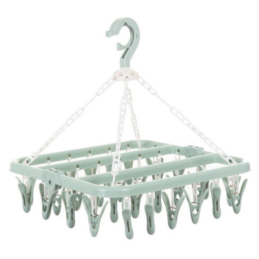 Uscator de rufe  32 de cleme, Plastic, Pliabil, rotire 360 grade, 32x32 cm, Verde