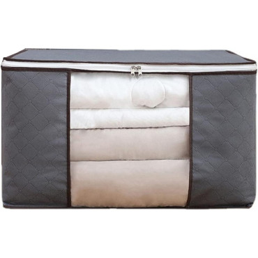 Husa de Depozitare,  Intrebuintare Multipla, Pliabila, cu Fermoar Bidirectional si Fereastra Laterala Transparenta, Lavabila, 60x40x35 cm, Gri