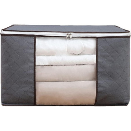 Husa de Depozitare,  Intrebuintare Multipla, Pliabila, cu Fermoar Bidirectional si Fereastra Laterala Transparenta, Lavabila, 60x40x35 cm, Gri