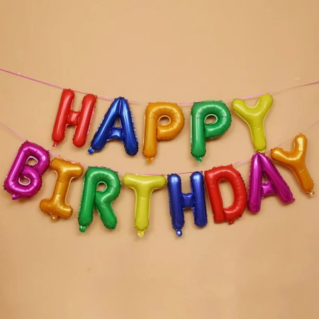 Set 13 Baloane Folie, Cyrax, Tip Ghirlanda, Model Happy Birthday, 40 cm, Multicolor