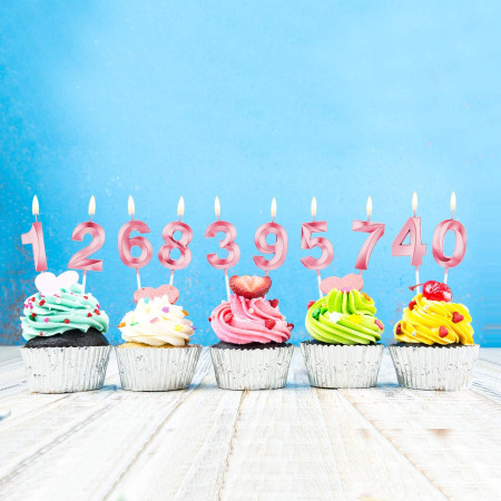 Lumanare Cifra 5, Cyrax, Model Diamond, 5 x 3.4 cm, Roz