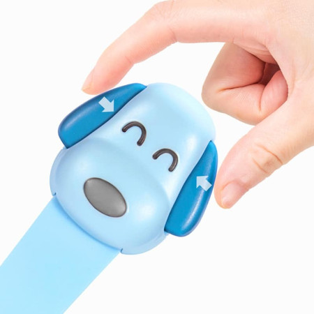 Siguranta pentru Usi Copii,  Sistem de Blocare Sertare, Dulap, Frigider, Adeziv, cu Sistem de Inchidere Dublu, Model Catelus, Albastru