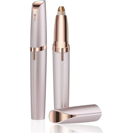 Trimmer Facial, Cyrax, pentru Sprancene, Incarcare USB, 1.5 x 13 cm, din ABS, Sampanie