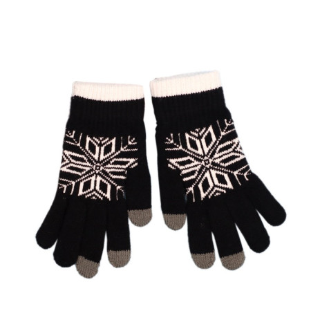Manusi de Barbat,  Model Fulg, Functie Touchscreen (ecran tactil), Material Acril Tricotat, Manseta Elastica, Interior Catifelat, Marime Universala, Negru