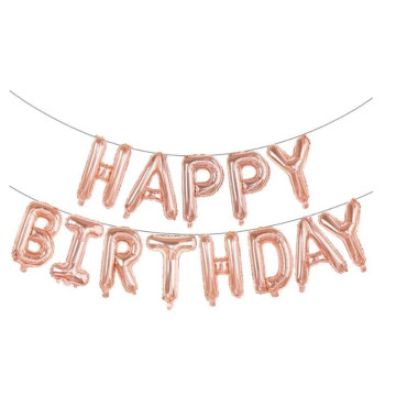 Set baloane folie Cyrax, Happy Birthday, 40 cm, rose gold
