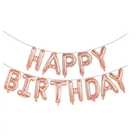 Set baloane folie Cyrax, Happy Birthday, 40 cm, rose gold