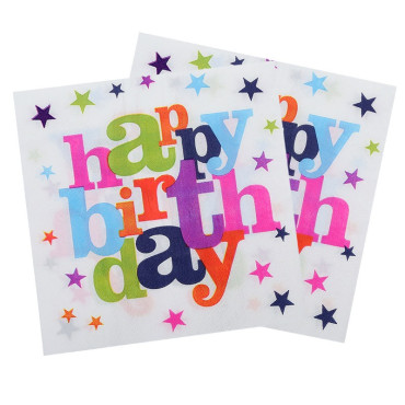 Set 10 Servetele de Masa, Cyrax, Colectia Happy Birthday, 32 x 32 cm, din Hartie, Multicolor
