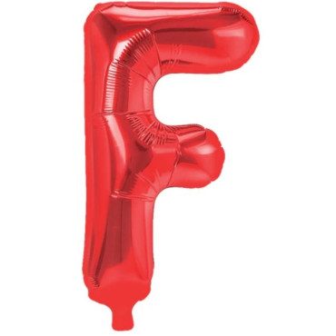 Balon Folie Metalizata Litera F, Cyrax, 40 cm, Umflati cu Heliu sau Aer, Ambalaj Individual, Pai inclus, Rosu