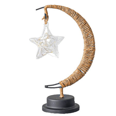 Lampa veghe  semi-luna cu stea din sticla, led, 28x15 cm, alb cald