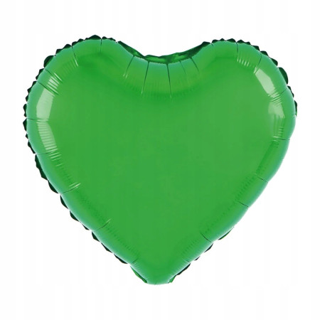 Balon din Folie Metalizata, Cyrax, Figurina Inimioara, Model Simplu, Tematica Iubire, 40 cm, Ambalaj Individual, Pai Inclus, Umflare cu Aer sau Heliu, Verde