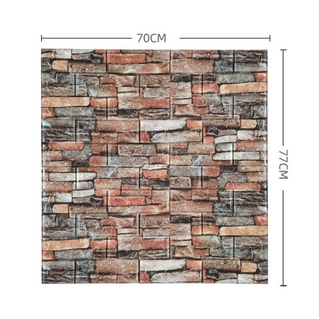 Set 10 Placi de Tapet,  Autoadezive, 70 x 77 cm, 3.5 mm Grosime, Suprafata Acoperita 5.3 mp, din PVC, Model Caramida, Multicolor