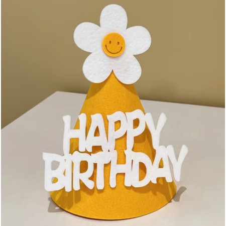 Set 3 Coifuri Happy Birthday, Cyrax, pentru Petrecere, Tematica Aniversare, cu Floare din Spuma, Multicolor