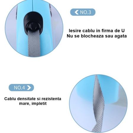 Lesa Automata Retractabila,  pentru Caini, 3m, 20 kg, ABS, Verde/Bleu, 8x12x4 cm