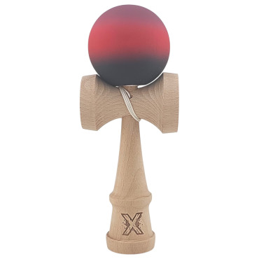 Kendama X Originala, Profesionala, Cyrax, din Lemn, Rubber Grip, 18 cm, Mov/Rosu/Negru