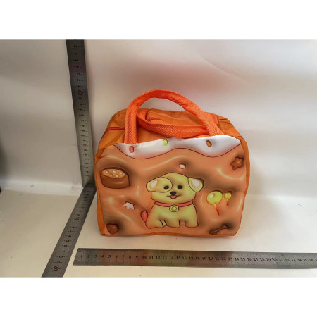 Geantă Frigorifică, Cyrax, cu Desene Animate 3D, Portabilă pentru Copii, de Prânz, din Pânză Oxford, 23x13x19 cm, Model Catelus, Maro