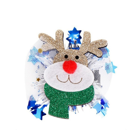 Agrafa de Par, Cyrax, Tema Craciun, Model Ren, din Panza, 8.4 x 8 cm, Multicolor