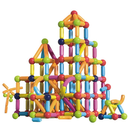 Set 100 Piese Magnetice de Constructie, Cyrax, Magnetic Sticks, Bastonase si Bile, 3 Ani, ABS, Magnet, 24 x 18.5 x 14 cm, Multicolor