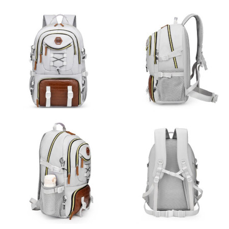 Rucsac Multifunctional pentru Calatorie,  pentru Alpinism, Voiaj, Drumetii, din Panza Oxford, 34x16x52 cm, Alb