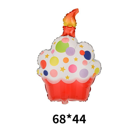 Balon din Folie Metalizata, Cyrax, Figurine Dulciuri, Model 2, Tematica Prajitura Aniversara, 68x44 cm, Ambalaj Individual, Pai Inclus, Umflare cu Aer sau Heliu, Multicolor