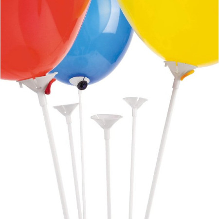 Set 10 Bete cu Rozete pentru Baloane, Cyrax, Suporturi de plastic, Usor de instalat, Reutilizabil, Pentru aniversare, Nunta, Ziua de Nastere, Decor, 40 cm, Transparente