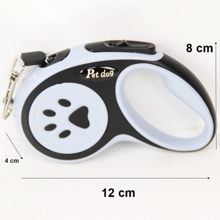 Lesa Automata Retractabila,  pentru Caini, 3m, 20 kg, ABS, Negru/Bleu, 8x12x4 cm