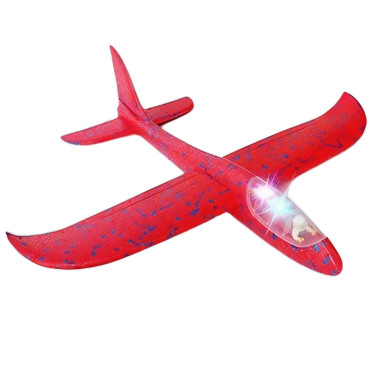 Avion Planor cu Pilot, Cyrax, Din Polistiren, Cu Lumini in Cabina Pilotului, Lungime 47 cm, Rosu