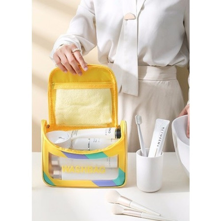 Geanta Cosmetice de Voiaj Cyrax, Impermeabila, Translucida Mata, 22 x 16 x 14 cm, Galben