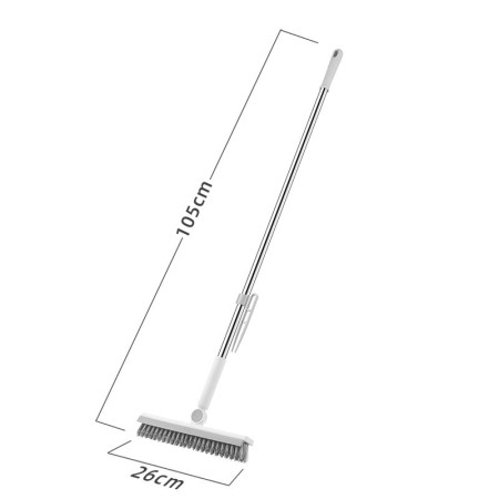 Perie de Curatare pentru Podele si Rosturi,  Lungime Maner 105 cm, Capat Pivotant 180 Grade, Peri din PP, Otel si Plastic, Cleste pentru Scame si Par Inclus, Alb