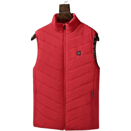 Vesta cu Incalzire,  Unisex, 2 Zone de Incalzire, Umplutura Bumbac, 3 Trepte de Temperatura, Incarcare USB, Rosu, 45 - 50 kg, Marime M