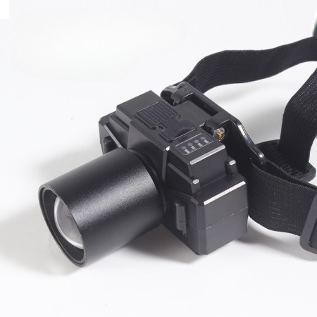 Lanterna LED de Montat pe Cap,  cu Raza Lunga de Zoom, Far Telescopic, Reglabil, Rezistent la Apa, pentru Pescuit in Aer Liber, Camping, Lumina Puternica, Lanterna, 7x4.5x6 cm, Negru