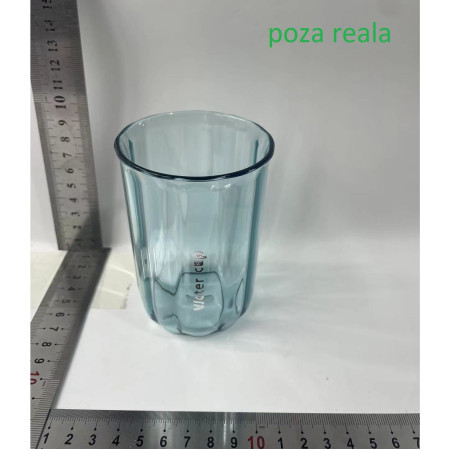 Cana de Apa pentru Clatit,  pentru Periuta de Dinti, 200 ml, 10.4 x 7.3 cm, Albastru Transparent