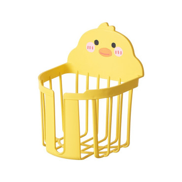 Suport pentru Hartie Igienica,  din Plastic PP, Montare pe Perete cu Adeziv, Model Ratusca, 17.5x13.5x12 cm, Galben