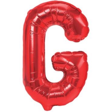 Balon Folie Metalizata Litera G, Cyrax, 40 cm, Umflati cu Heliu sau Aer, Ambalaj Individual, Pai inclus, Rosu