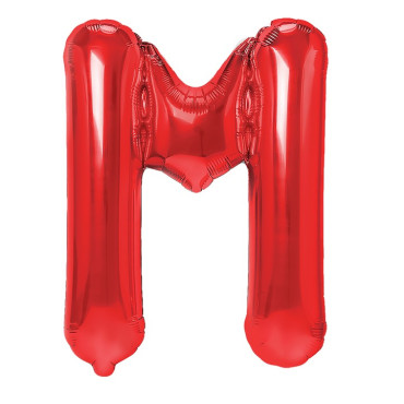 Balon Folie Metalizata Litera M, Cyrax, 40 cm, Umflati cu Heliu sau Aer, Ambalaj Individual, Pai inclus, Rosu