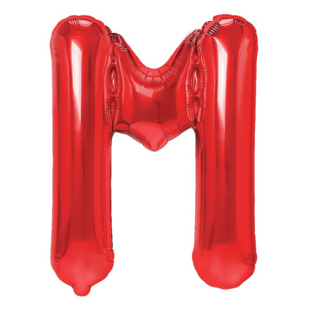 Balon Folie Metalizata Litera M, Cyrax, 40 cm, Umflati cu Heliu sau Aer, Ambalaj Individual, Pai inclus, Rosu