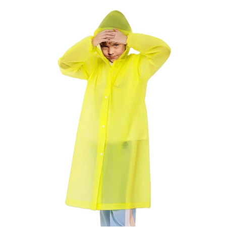 Pelerina de Ploaie,  pentru Copii 100-145 cm, din EVA, Impermeabila, Inchidere cu Capse, Galben