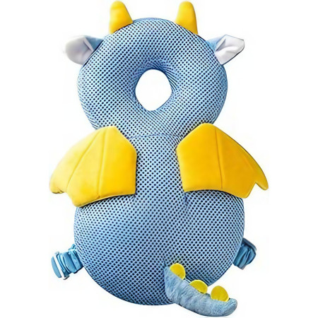 Perna tip Rucsac pentru Protectia Capului,  Tetiera tip Dragon, pentru Bebelusi, Design tip Plasa, 33x6x19 cm, 180 g, Albastru