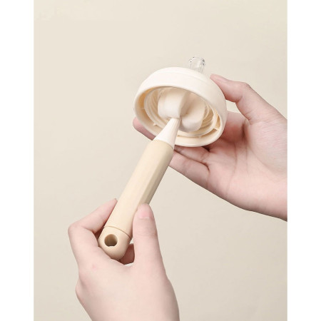 Set 3 Perii de Spalat Biberoane, Cyrax, pentru Tetina, Biberon, Pai, Materiale Sigure, fara BPA, Curatare 360°, Bej