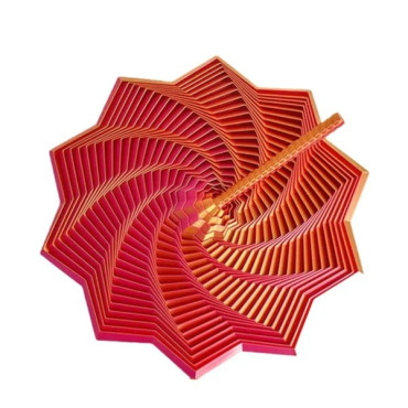 Jucarie Decompresie, Cyrax, Model Stea 3D, DuoChrome, Maner Spirala, Turn Magic Geometric, Multiple Forme, Anti-stress, 8.6 cm, Rosu/Auriu