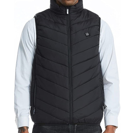 Vesta Inteligenta Incalzita,  Unisex, 2 Zone de Incalzire, Umplutura Bumbac, 3 Trepte de Temperatura, Incarcare USB, Negru, sub 45 kg, Marime S