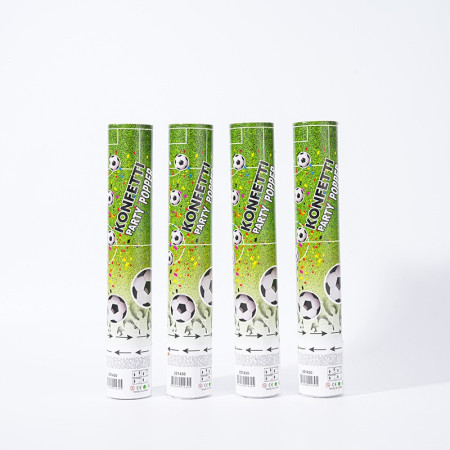 Tun Confetti, Cyrax, Model Mingi de Fotbal, 40 cm, Ambalaj din Carton, Eliberare prin Rasucire, Alb Negru