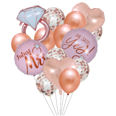 Set 15 baloane pentru Nunta, Cyrax, baloane pentru decor, din folie de aluminiu,  30 x 50 cm, Rose