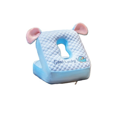 Perna din Spuma,  pentru Birou, Calatorii, Pauze, Model Elefant, Microfibra, 30x35x30 cm, Albastru