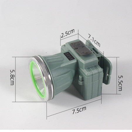 Lanterna LED de Montat pe Cap,  cu Raza Lunga de Zoom, Reincarcabila USB, Far Telescopic, Rezistent la Apa, Reglabil, pentru Pescuit in Aer Liber, Camping, Lumina Puternica, Lanterna, 7.5x5.8x5.5 cm, Verde