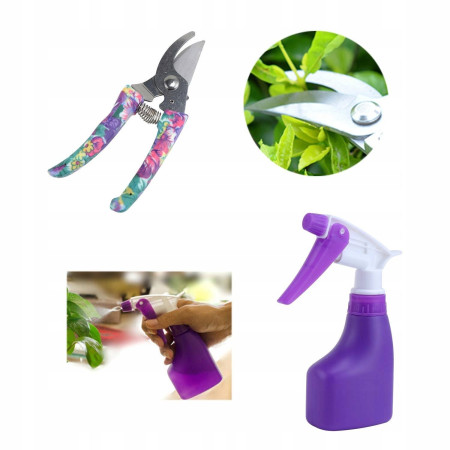 Set 5 accesorii pentru gradinarit  geanta depozitare inclusa, otel inoxidabil, 38 x 29 cm, mov