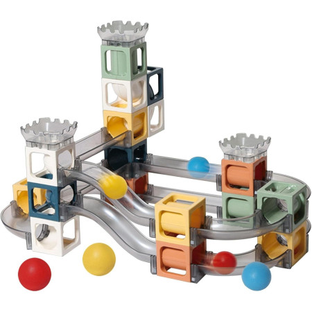 Set piese magnetice de constructie, Cyrax, Cu tobogane si bile, 41 piese, Multicolor
